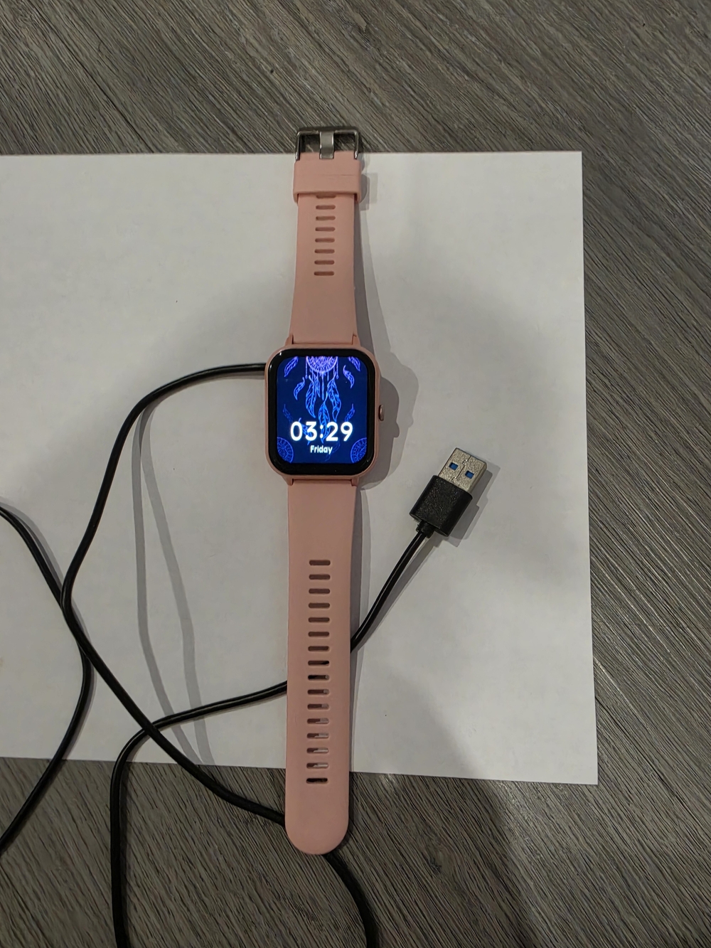 Pink Smartwatch with Silicone Band - Unbranded